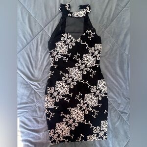 Elegant Black and White Lace Dress